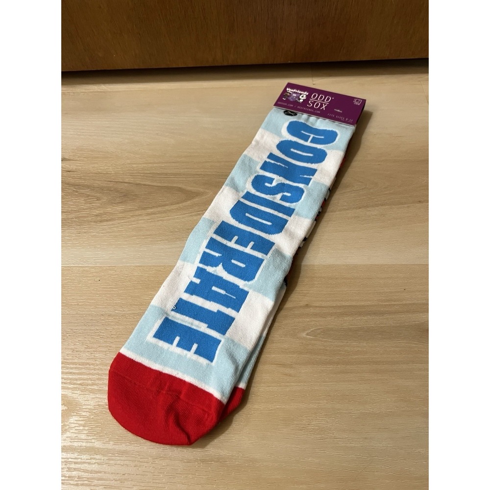 Odd Sox VeeFriends Considerate Cowboy Crew Socks Blue White Fits Sizes 8-12 NEW